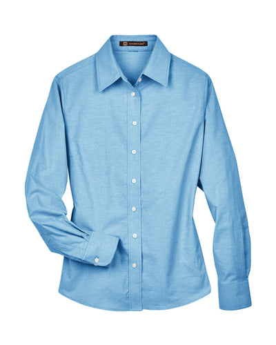 Harriton Ladies' Long-Sleeve Oxford with Stain-Release