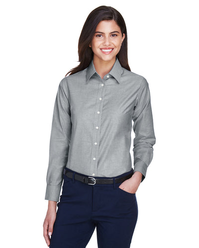 Harriton Ladies' Long-Sleeve Oxford with Stain-Release