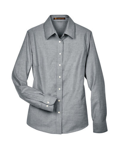 Harriton Ladies' Long-Sleeve Oxford with Stain-Release