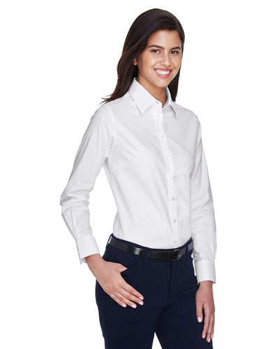 Harriton Ladies' Long-Sleeve Oxford with Stain-Release