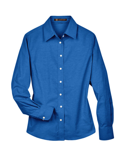 Harriton Ladies' Long-Sleeve Oxford with Stain-Release