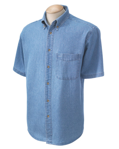 Harriton Men's 6.5 oz. Short-Sleeve Denim Shirt