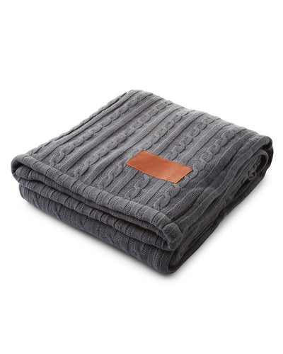 Leeman Cable Knit Sherpa Throw