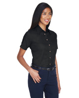 Harriton Ladies' Easy Blend™ Short-Sleeve Twill Shirt with Stain-Release Harriton