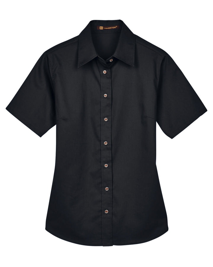 Harriton Ladies' Easy Blend™ Short-Sleeve Twill Shirt with Stain-Release Harriton