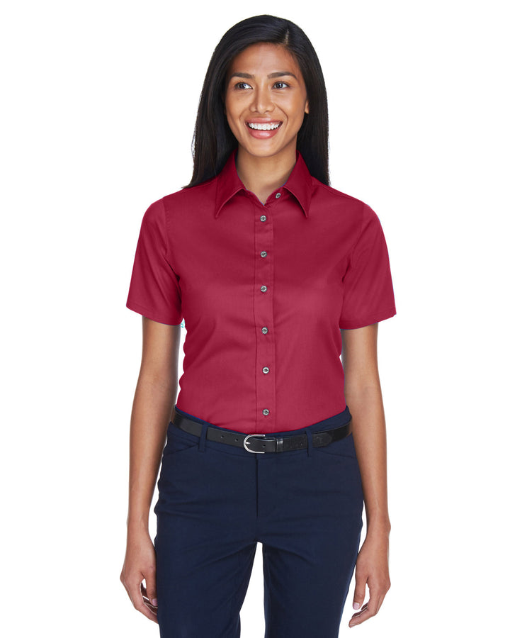 Harriton Ladies' Easy Blend™ Short-Sleeve Twill Shirt with Stain-Release Harriton