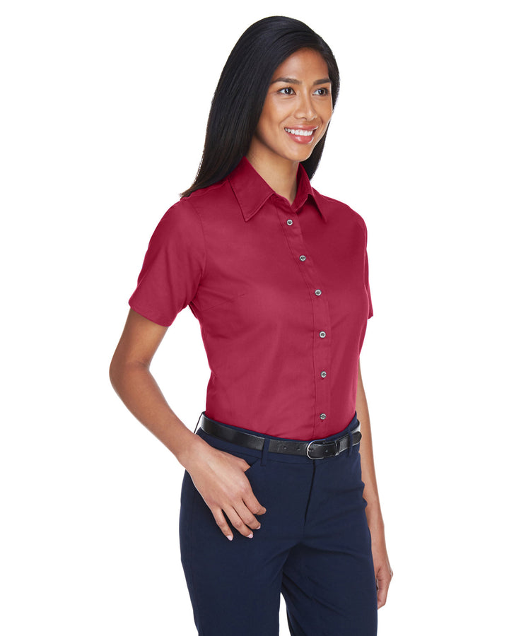 Harriton Ladies' Easy Blend™ Short-Sleeve Twill Shirt with Stain-Release Harriton
