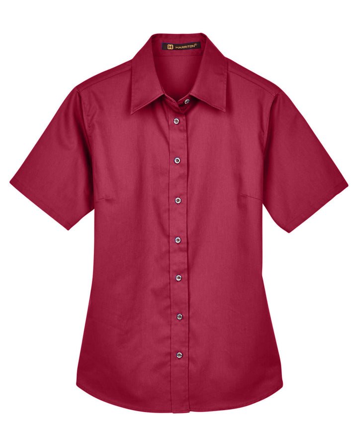 Harriton Ladies' Easy Blend™ Short-Sleeve Twill Shirt with Stain-Release Harriton