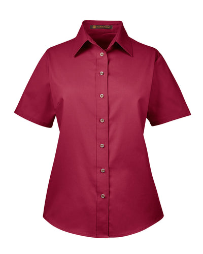 Harriton Ladies' Easy Blend™ Short-Sleeve Twill Shirt with Stain-Release