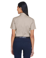 Harriton Ladies' Easy Blend™ Short-Sleeve Twill Shirt with Stain-Release Harriton