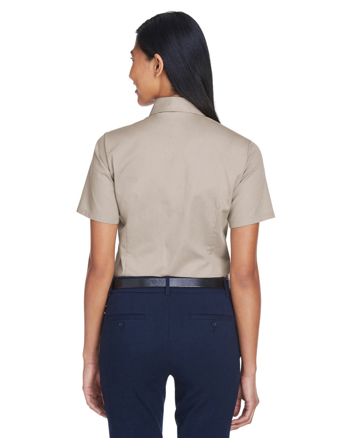 Harriton Ladies' Easy Blend™ Short-Sleeve Twill Shirt with Stain-Release Harriton