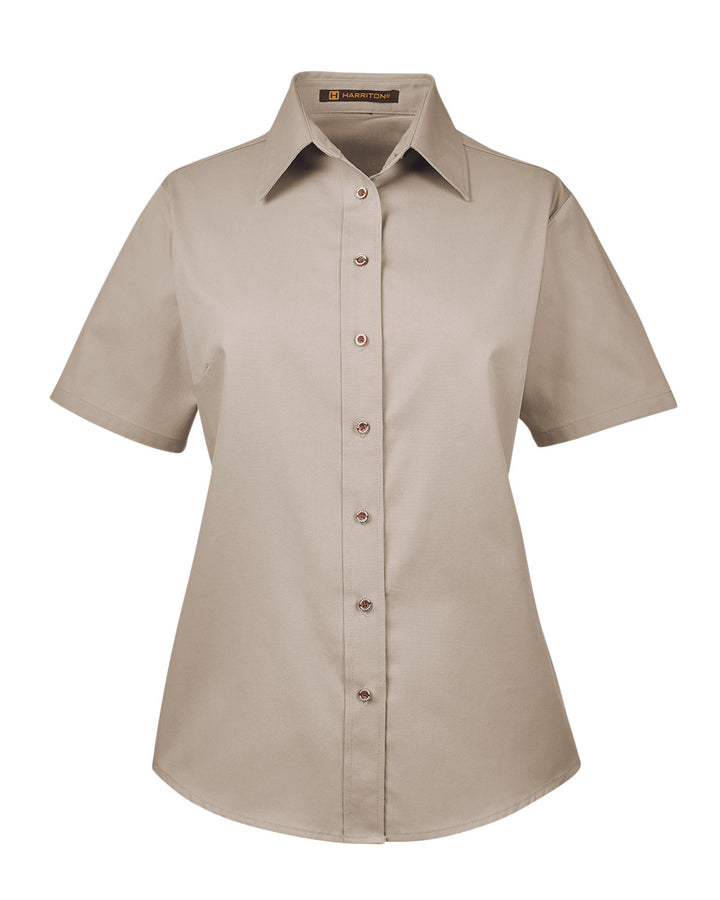 Harriton Ladies' Easy Blend™ Short-Sleeve Twill Shirt with Stain-Release Harriton