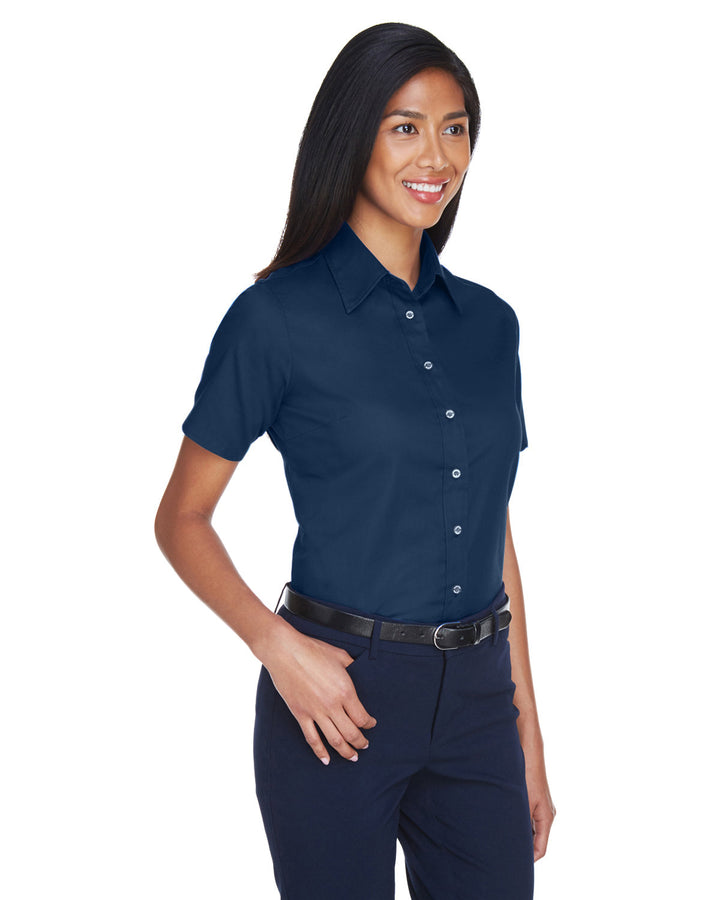 Harriton Ladies' Easy Blend™ Short-Sleeve Twill Shirt with Stain-Release Harriton