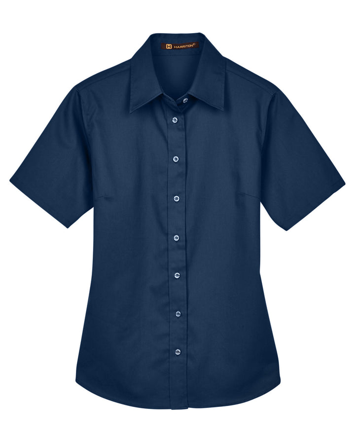 Harriton Ladies' Easy Blend™ Short-Sleeve Twill Shirt with Stain-Release Harriton