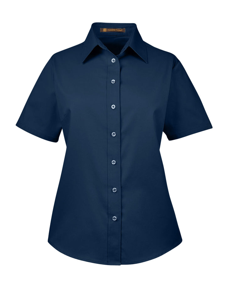 Harriton Ladies' Easy Blend™ Short-Sleeve Twill Shirt with Stain-Release Harriton