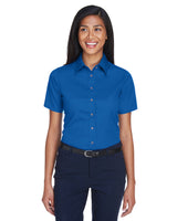 Harriton Ladies' Easy Blend™ Short-Sleeve Twill Shirt with Stain-Release Harriton