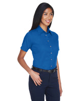 Harriton Ladies' Easy Blend™ Short-Sleeve Twill Shirt with Stain-Release Harriton