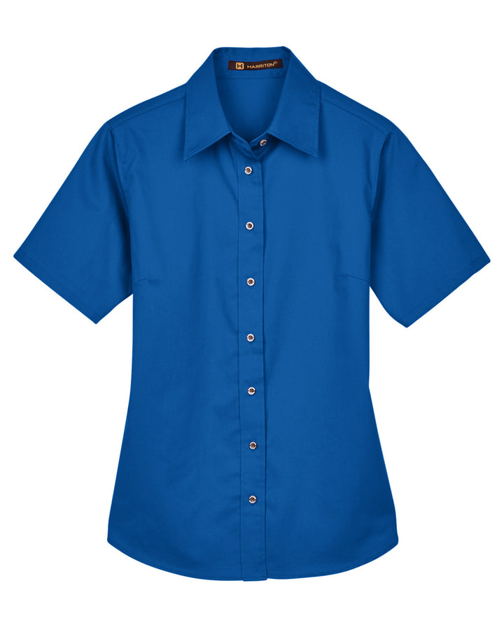 Harriton Ladies' Easy Blend™ Short-Sleeve Twill Shirt with Stain-Release Harriton