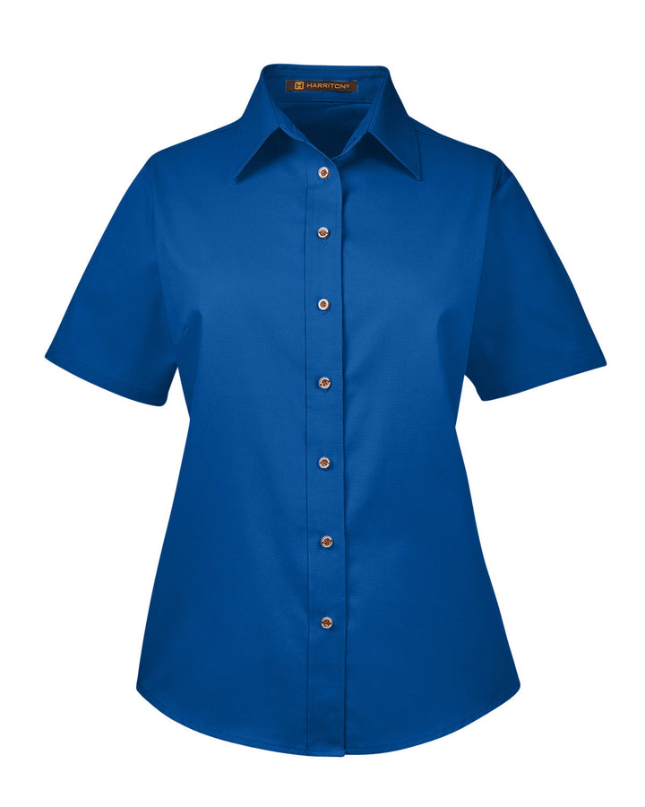 Harriton Ladies' Easy Blend™ Short-Sleeve Twill Shirt with Stain-Release Harriton