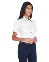 Harriton Ladies' Easy Blend™ Short-Sleeve Twill Shirt with Stain-Release Harriton