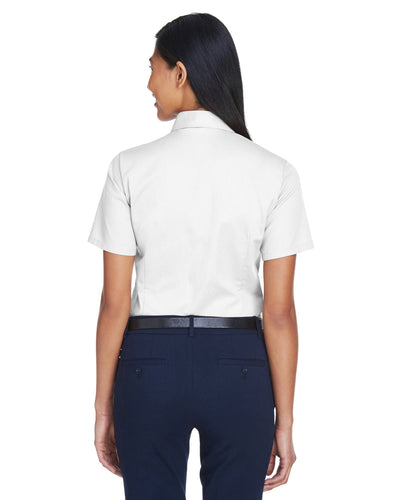 Harriton Ladies' Easy Blend™ Short-Sleeve Twill Shirt with Stain-Release