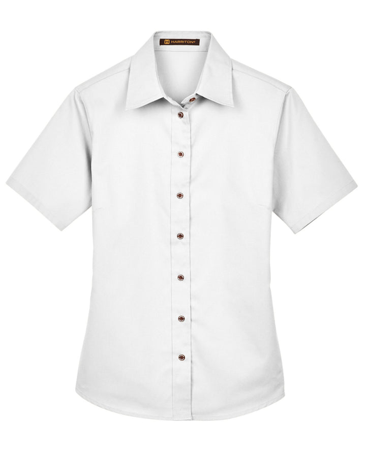 Harriton Ladies' Easy Blend™ Short-Sleeve Twill Shirt with Stain-Release Harriton