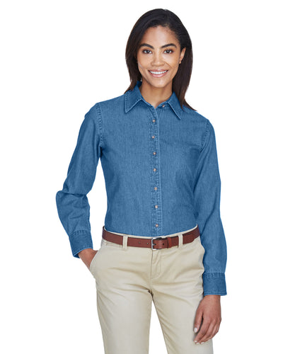 Harriton Ladies' 6.5 oz. Long-Sleeve Denim Shirt
