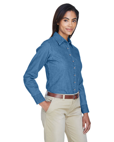Harriton Ladies' 6.5 oz. Long-Sleeve Denim Shirt