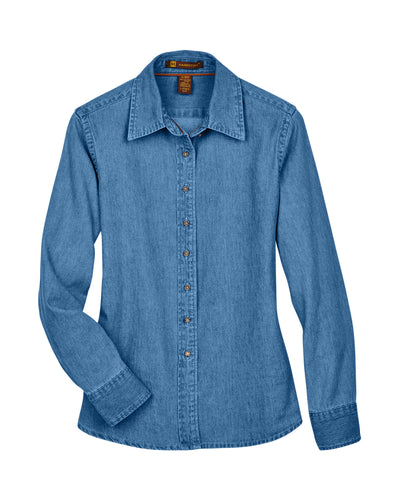 Harriton Ladies' 6.5 oz. Long-Sleeve Denim Shirt