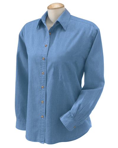 Harriton Ladies' 6.5 oz. Long-Sleeve Denim Shirt