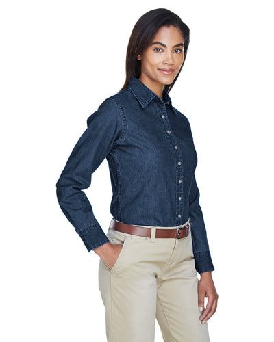 Harriton Ladies' 6.5 oz. Long-Sleeve Denim Shirt