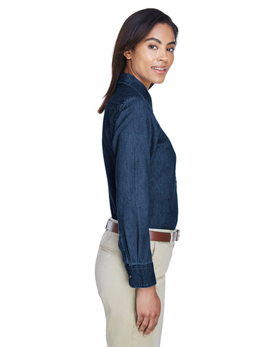 Harriton Ladies' 6.5 oz. Long-Sleeve Denim Shirt