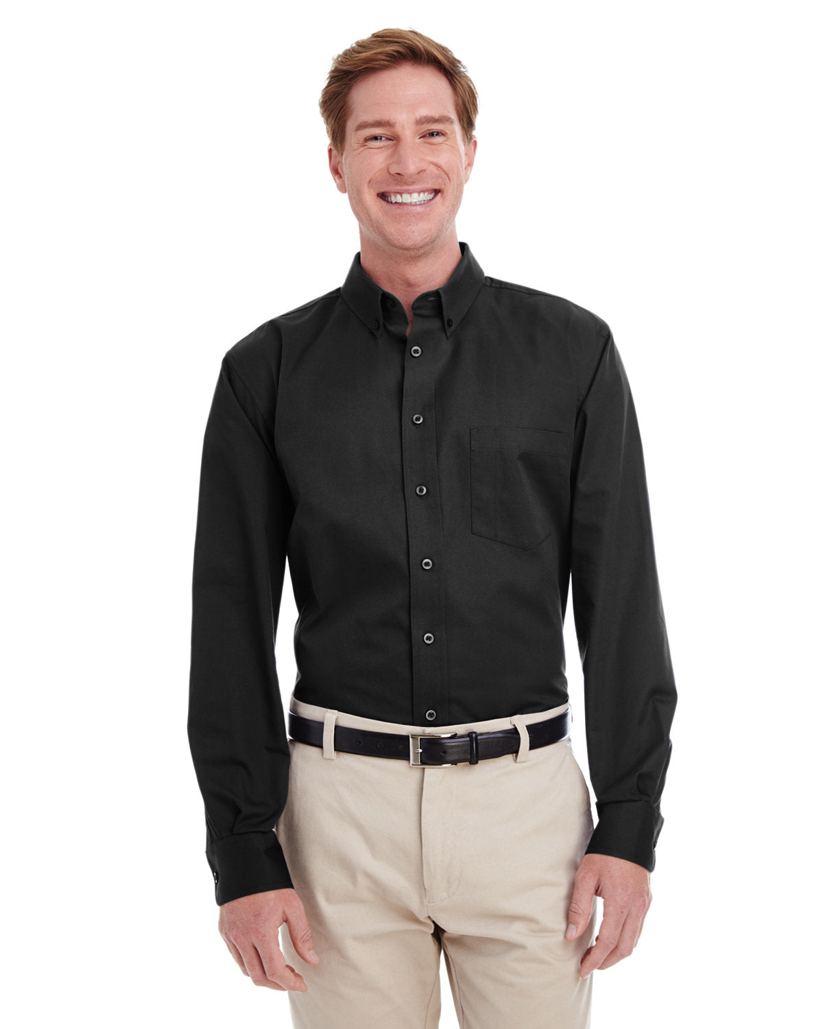 Harriton Men's Tall Foundation 100% Cotton Long-Sleeve Twill Shirt with Teflon™ Harriton