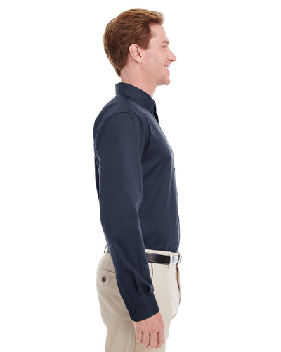 Harriton Men's Tall Foundation 100% Cotton Long-Sleeve Twill Shirt with Teflon™