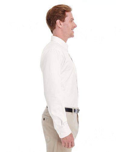 Harriton Men's Tall Foundation 100% Cotton Long-Sleeve Twill Shirt with Teflon™