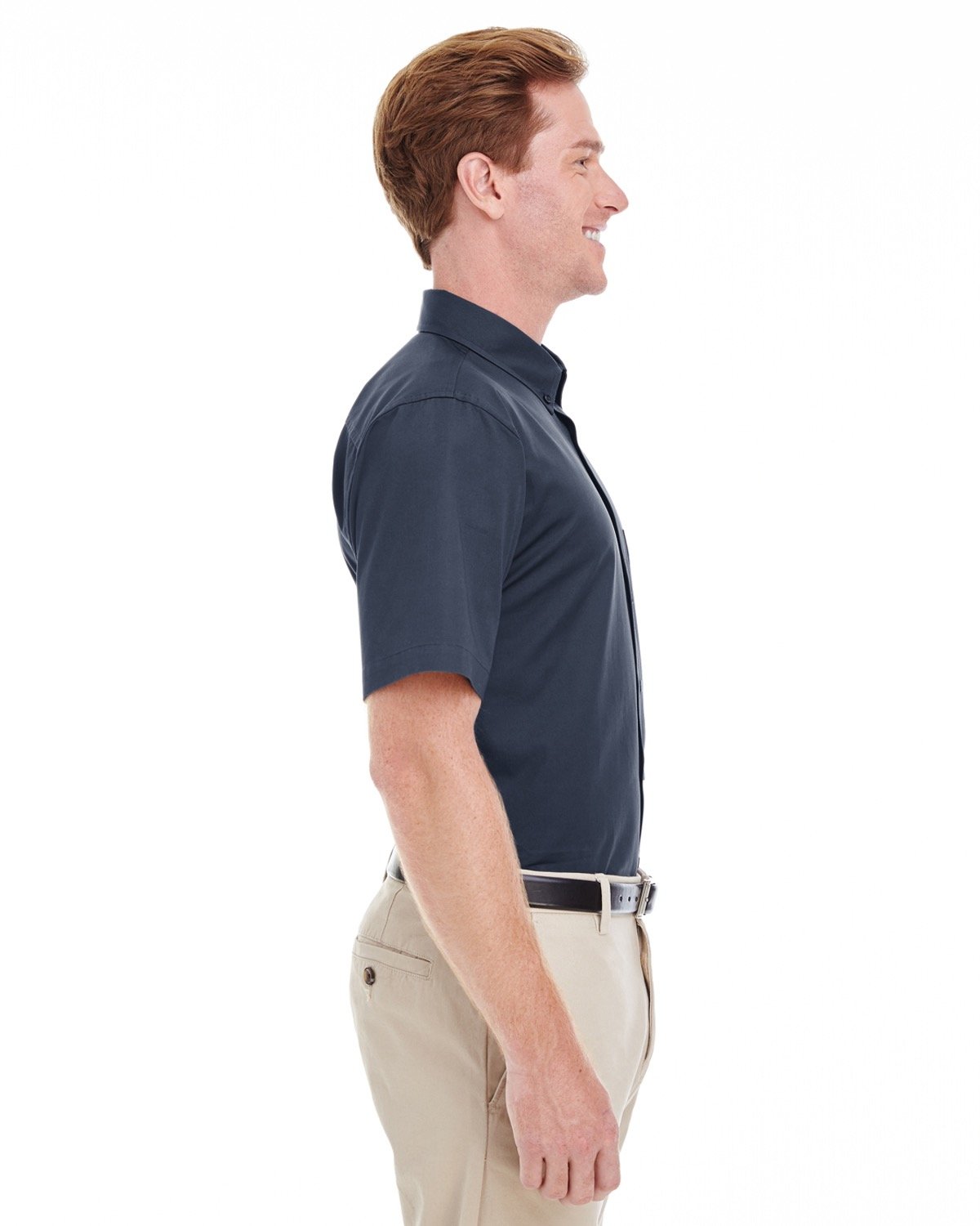 Harriton Men's Foundation 100% Cotton Short-Sleeve Twill Shirt with Teflon™ Harriton