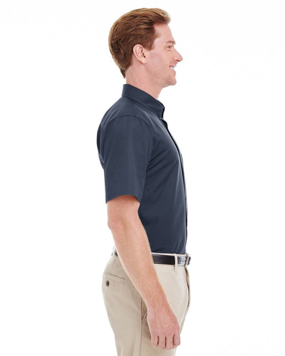 Harriton Men's Foundation 100% Cotton Short-Sleeve Twill Shirt with Teflon™