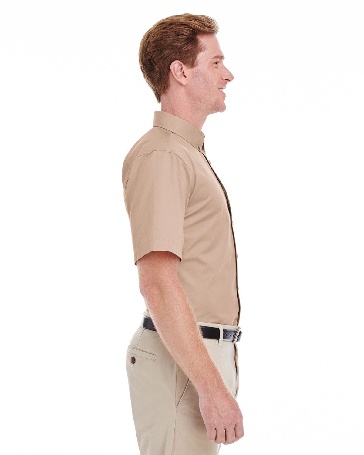 Harriton Men's Foundation 100% Cotton Short-Sleeve Twill Shirt with Teflon™ Harriton