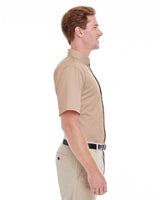 Harriton Men's Foundation 100% Cotton Short-Sleeve Twill Shirt with Teflon™ Harriton
