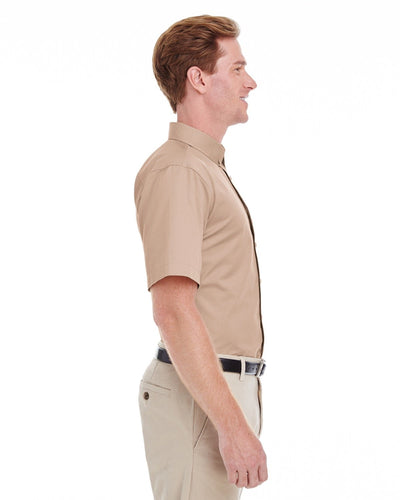 Harriton Men's Foundation 100% Cotton Short-Sleeve Twill Shirt with Teflon™