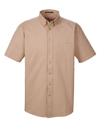 Harriton Men's Foundation 100% Cotton Short-Sleeve Twill Shirt with Teflon™