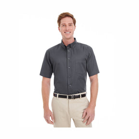 Harriton Men's Foundation Cotton Short-Sleeve Twill Shirt with Teflon™-1