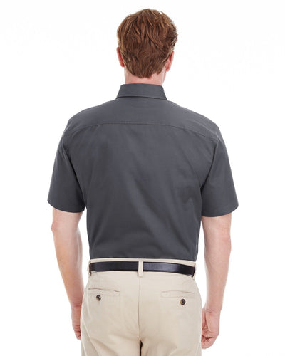 Harriton Men's Foundation 100% Cotton Short-Sleeve Twill Shirt with Teflon™