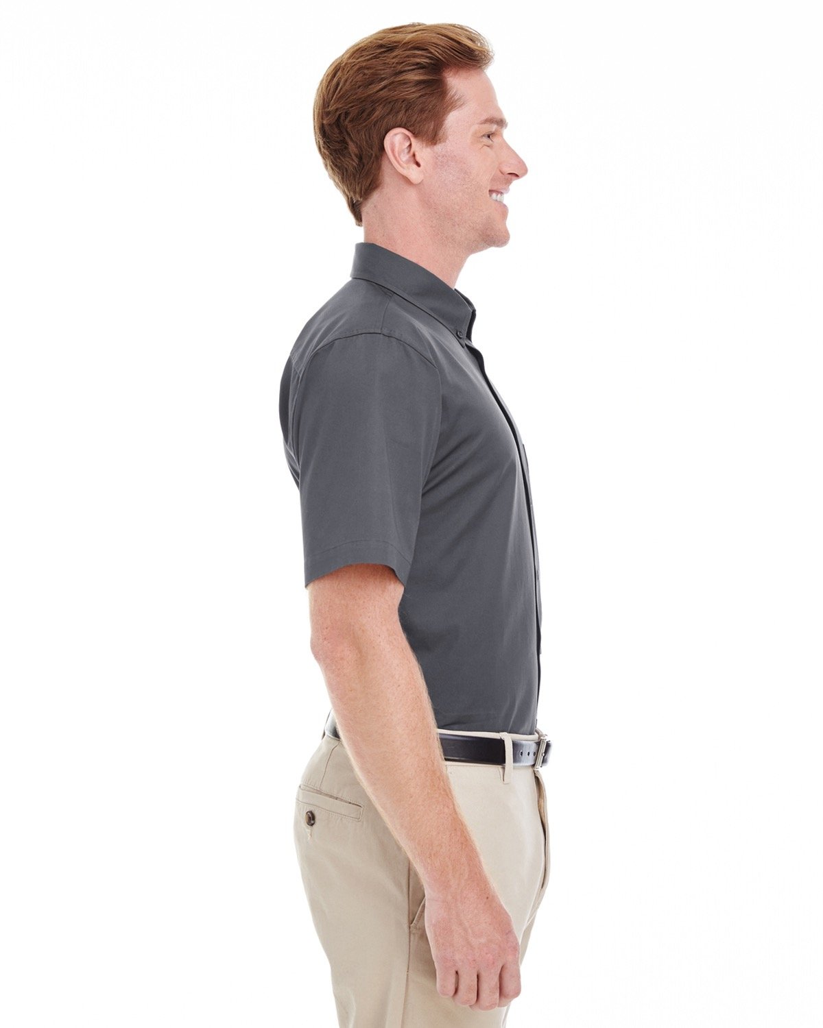 Harriton Men's Foundation 100% Cotton Short-Sleeve Twill Shirt with Teflon™ Harriton