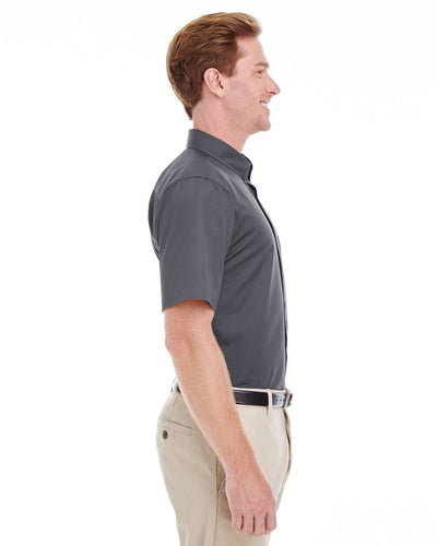 Harriton Men's Foundation 100% Cotton Short-Sleeve Twill Shirt with Teflon™