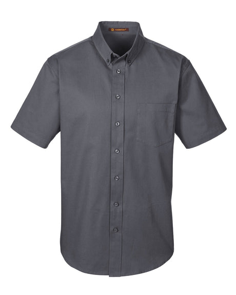 Harriton Men's Foundation 100% Cotton Short-Sleeve Twill Shirt with Teflon™ Harriton