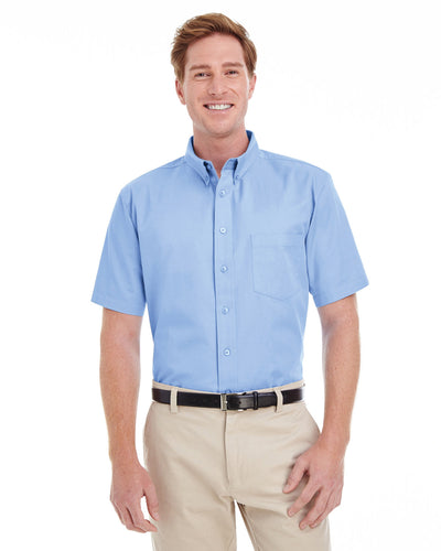 Harriton Men's Foundation 100% Cotton Short-Sleeve Twill Shirt with Teflon™