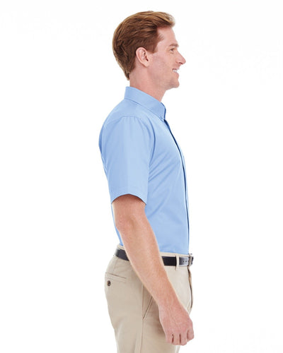 Harriton Men's Foundation 100% Cotton Short-Sleeve Twill Shirt with Teflon™