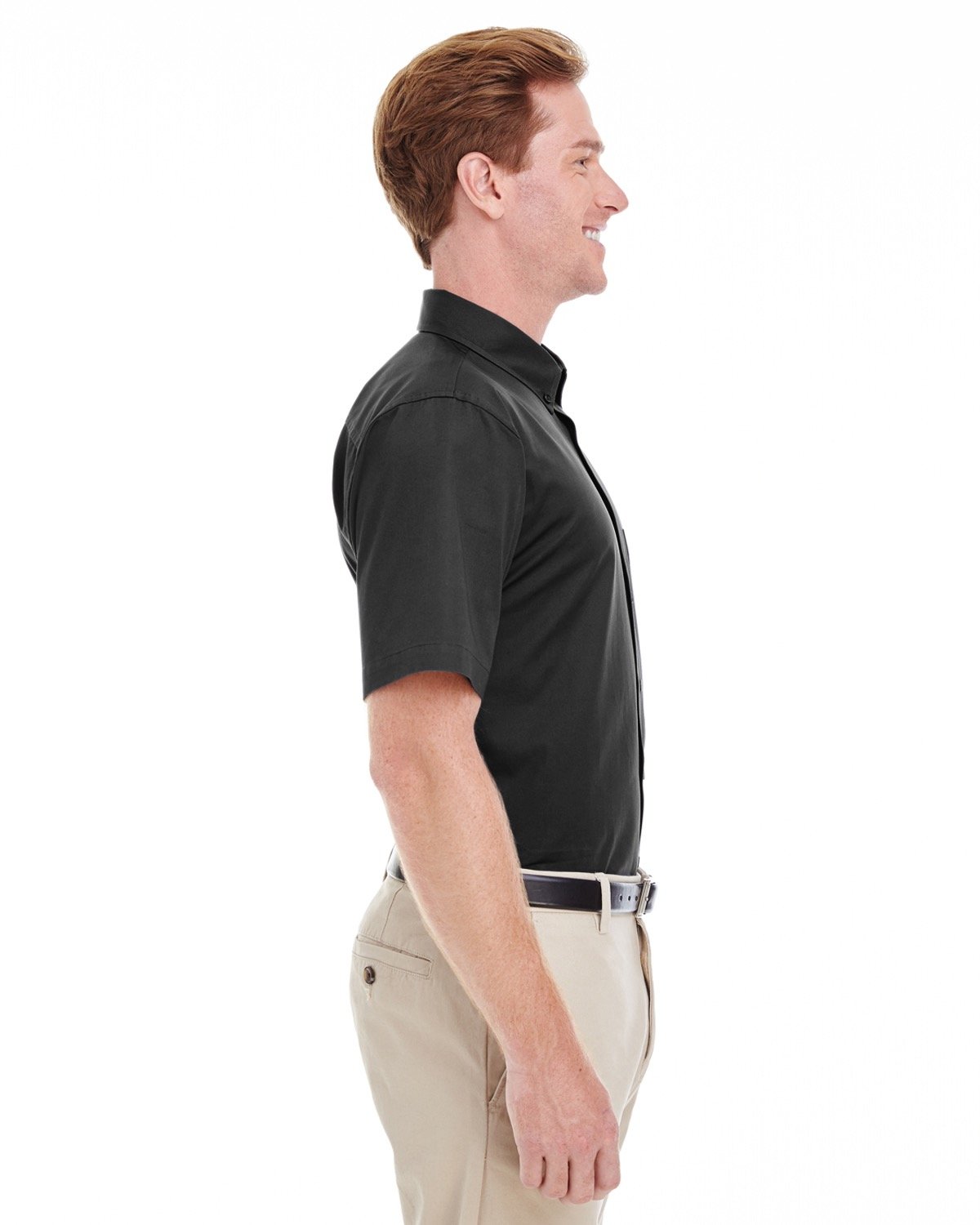 Harriton Men's Foundation 100% Cotton Short-Sleeve Twill Shirt with Teflon™ Harriton