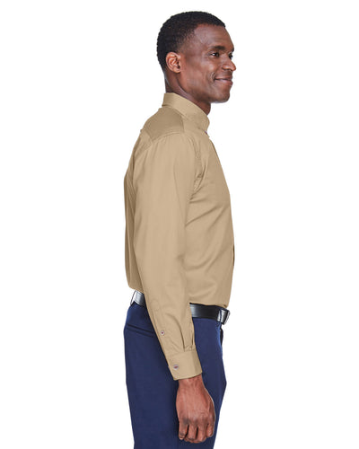 Harriton Men's Tall Easy Blend™ Long-Sleeve Twill Shirt with Stain-Release